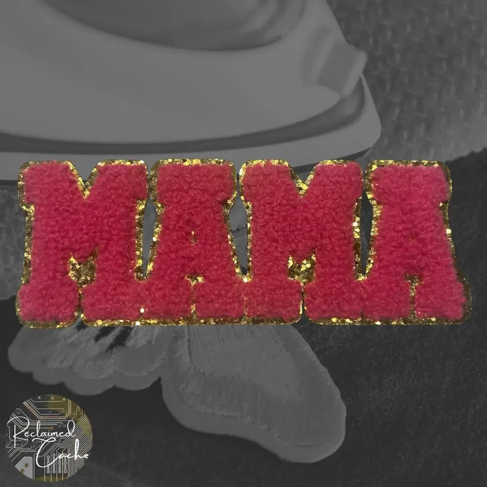 Pink and Gold MAMA Iron On Patch Patch
